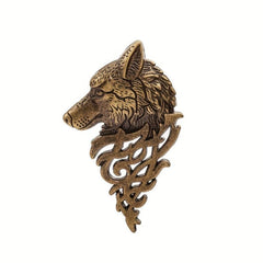 Wolf Head Brooch Pin Retro Suit Collar Pin for Men