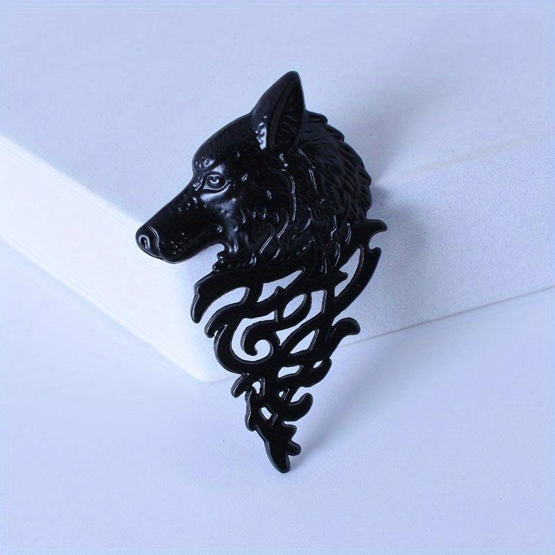 Wolf Head Brooch Pin Retro Suit Collar Pin for Men