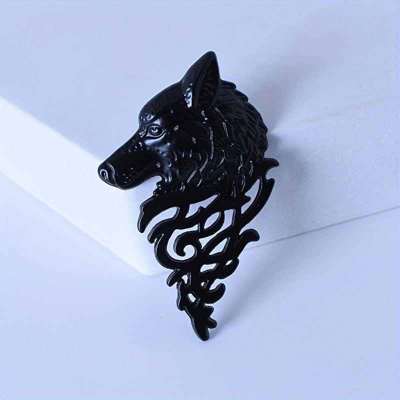Wolf Head Brooch Pin Retro Suit Collar Pin for Men
