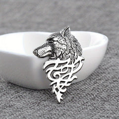 Wolf Head Brooch Pin Retro Suit Collar Pin for Men