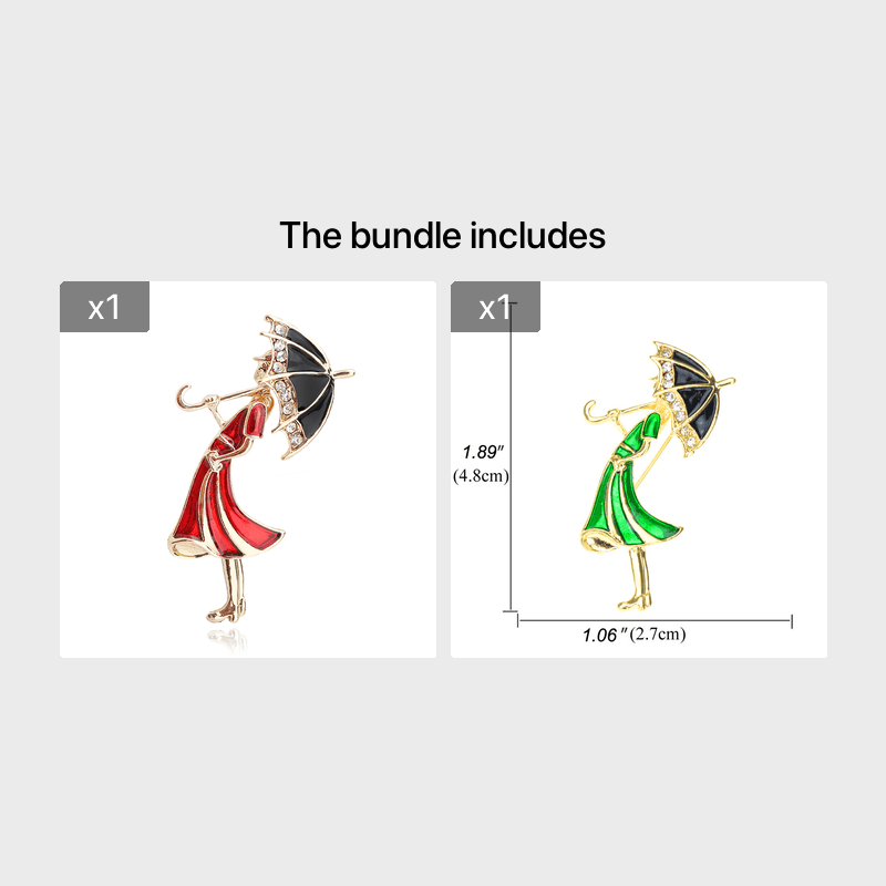 Girl With Umbrella Beauty Brooch Rhinestone Brooch For Men