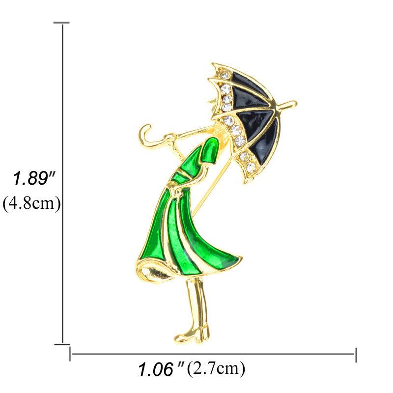 Girl With Umbrella Beauty Brooch Rhinestone Brooch For Men