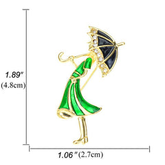 Girl With Umbrella Beauty Brooch Rhinestone Brooch For Men