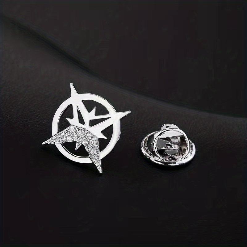 Cross Star Rhinestone Brooch Suit Pin For Men