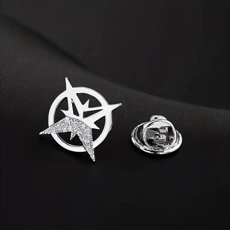 Cross Star Rhinestone Brooch Suit Pin For Men
