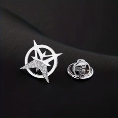 Cross Star Rhinestone Brooch Suit Pin For Men