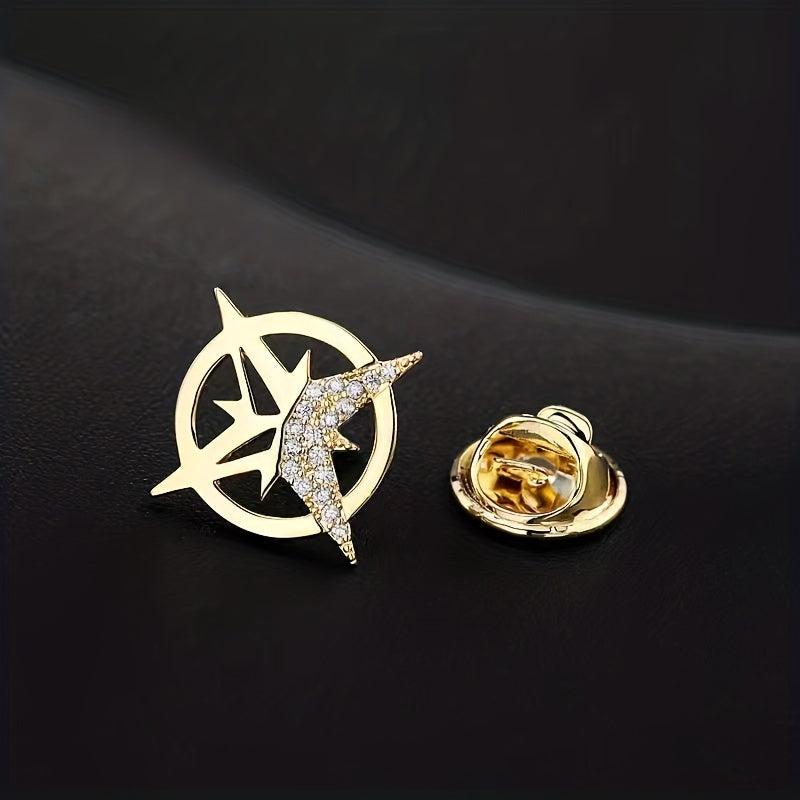 Cross Star Rhinestone Brooch Suit Pin For Men