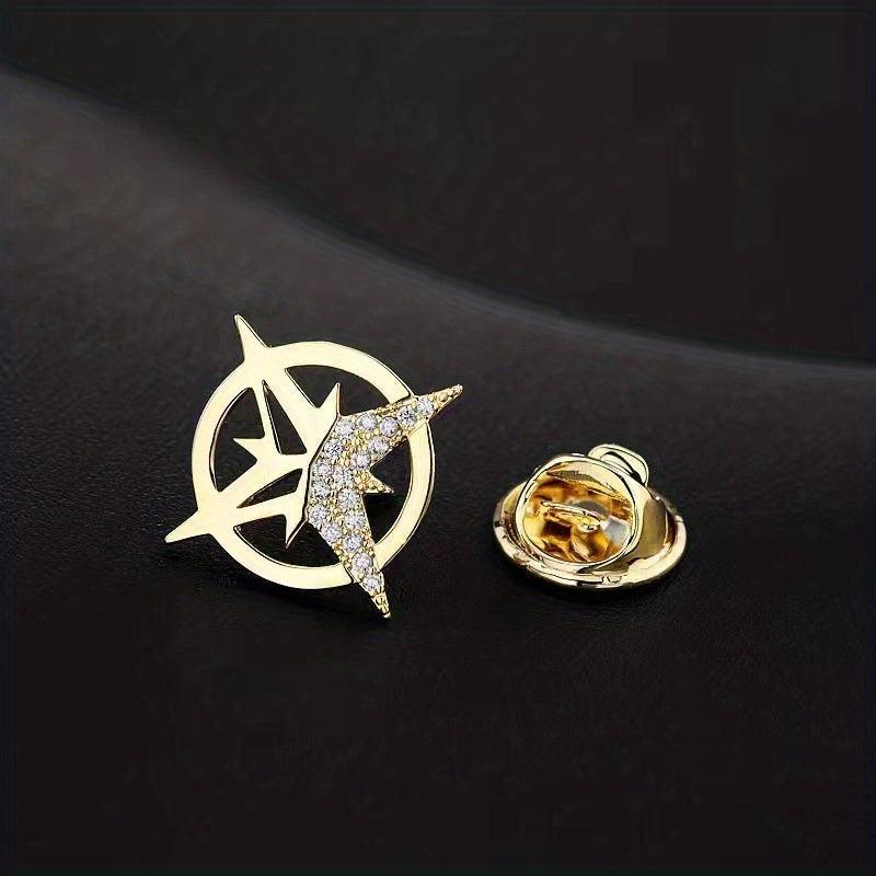 Cross Star Rhinestone Brooch Suit Pin For Men