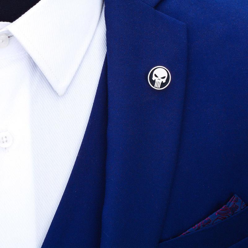 Men's Silver Skull Brooch Pin Collar Pin Halloween Brooch