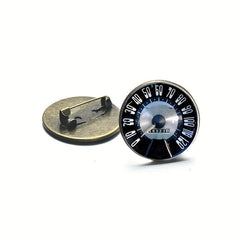 Glass Brooch Speedometer Retro Vintage Car Sliver Round Women Men's Brooch
