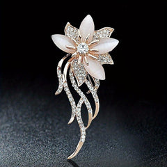 Golden Flower Bouquet Brooch Corsage Scarf Clip