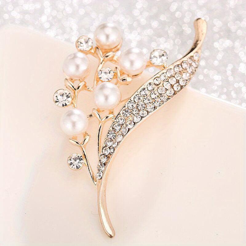 Golden Flower Bouquet Brooch Corsage Scarf Clip