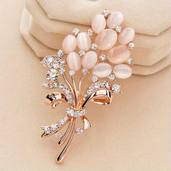 Golden Flower Bouquet Brooch Corsage Scarf Clip