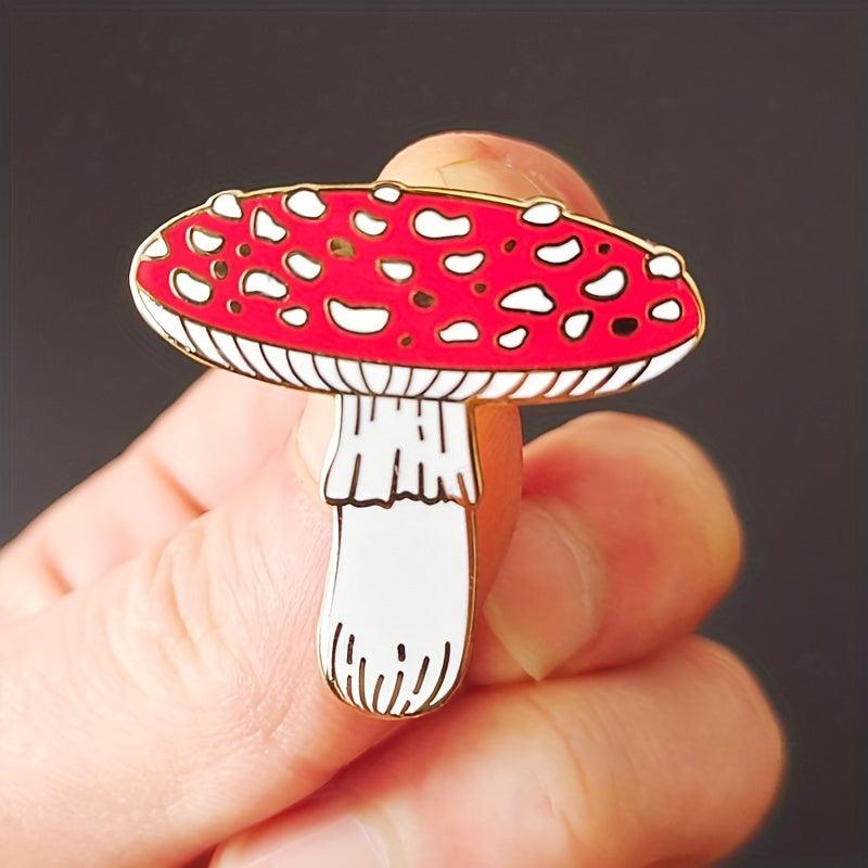 Red Magic Mushroom Brooch Pins Enamel Metal Badges Lapel Pins Brooches Hats