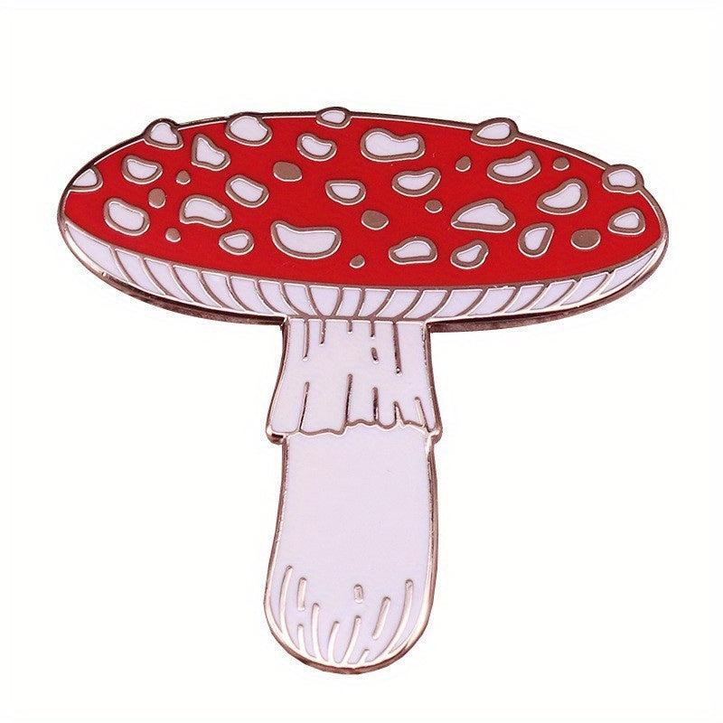 Red Magic Mushroom Brooch Pins Enamel Metal Badges Lapel Pins Brooches Hats