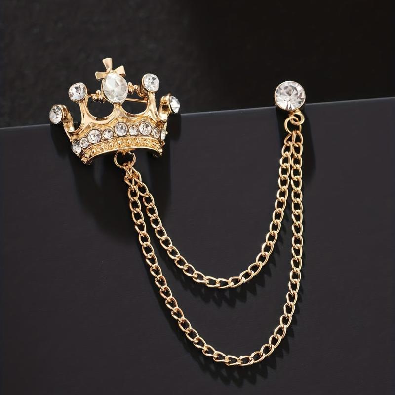 Men's Crown Brooch Decor Cufflink Set