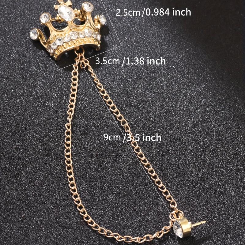 Men's Crown Brooch Decor Cufflink Set