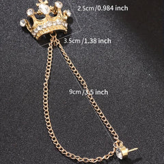 Men's Crown Brooch Decor Cufflink Set