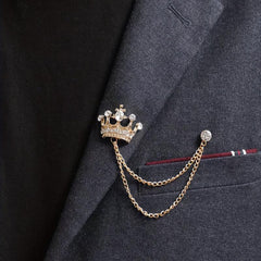 Men's Crown Brooch Decor Cufflink Set