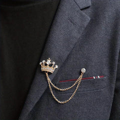 Men's Crown Brooch Decor Cufflink Set