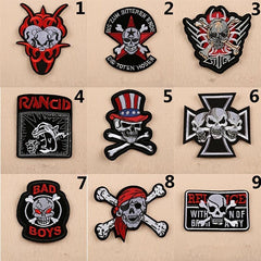 1pc Punk Skull Patch DIY Cloth Badges Iron On Sew On Patch Repair Patch