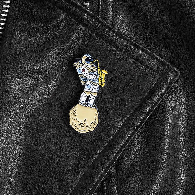 Space Saxophone Astronaut Brooch Pin