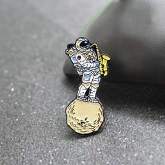 Space Saxophone Astronaut Brooch Pin