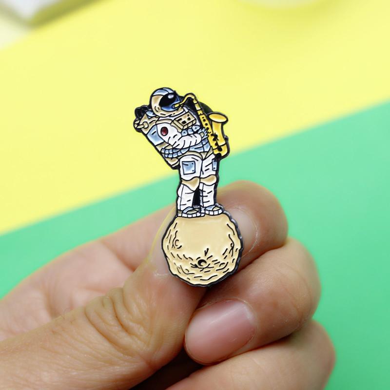 Space Saxophone Astronaut Brooch Pin