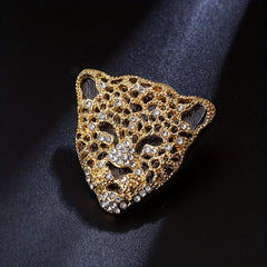 Leopard Head Rhinestones Brooch Lapel Pin Jewelry