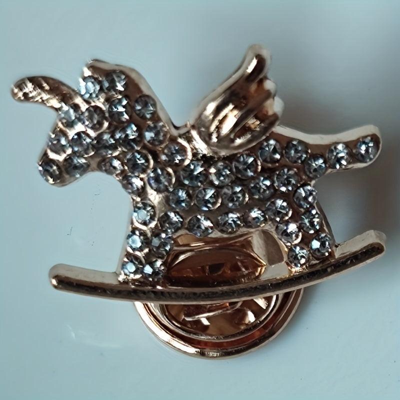Men's Rhinestone Golden Man Head Horse Brooch