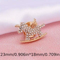 Men's Rhinestone Golden Man Head Horse Brooch