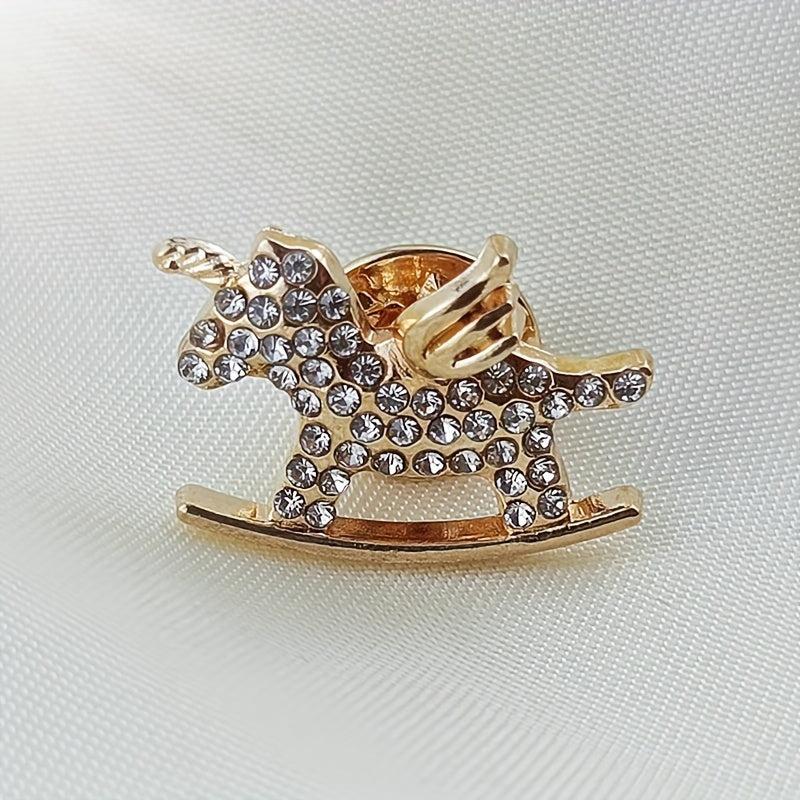 Men's Rhinestone Golden Man Head Horse Brooch