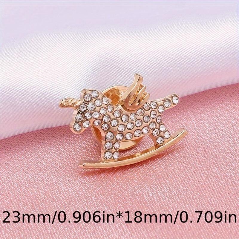 Men's Rhinestone Golden Man Head Horse Brooch