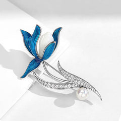 Magnolia Flower Brooch For Men Pearl Brooch Temperament Corsage