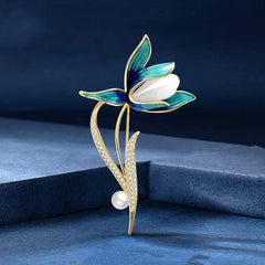 Magnolia Flower Brooch For Men Pearl Brooch Temperament Corsage