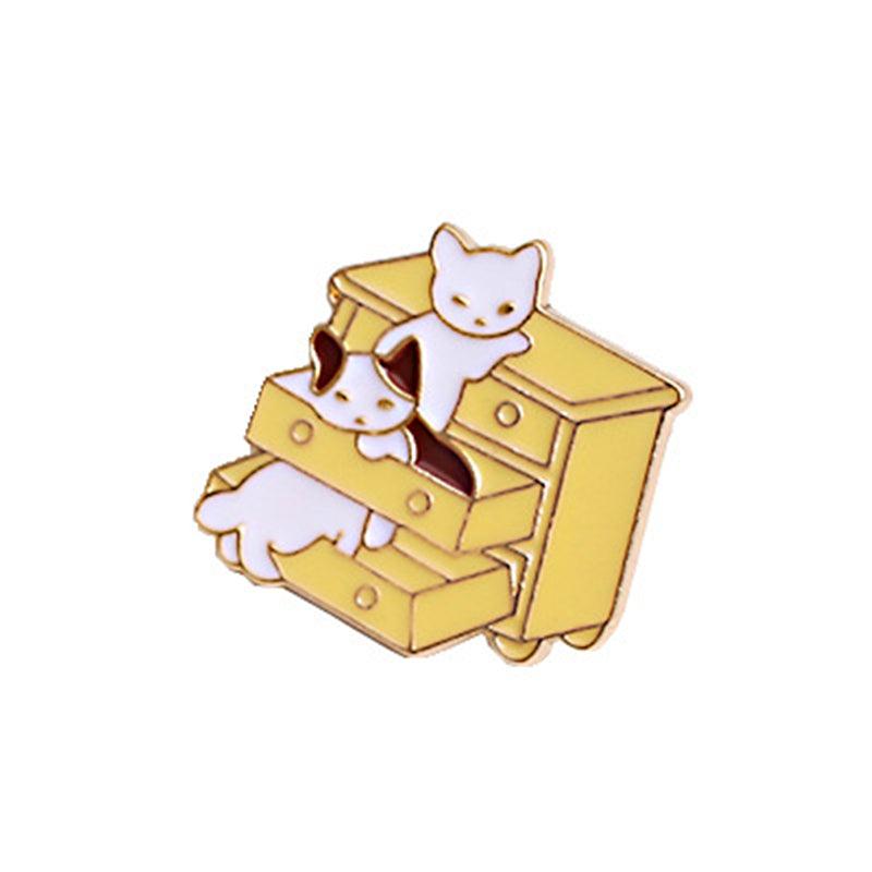 Cartoon Cat Alloy Brooch Funny Little Cat Animal Badge Bag Clothing Pins