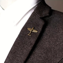 Men's Bronze Aircraft Suit Collar Pin 533 Fighter