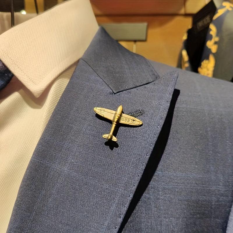 Men's Bronze Aircraft Suit Collar Pin 533 Fighter