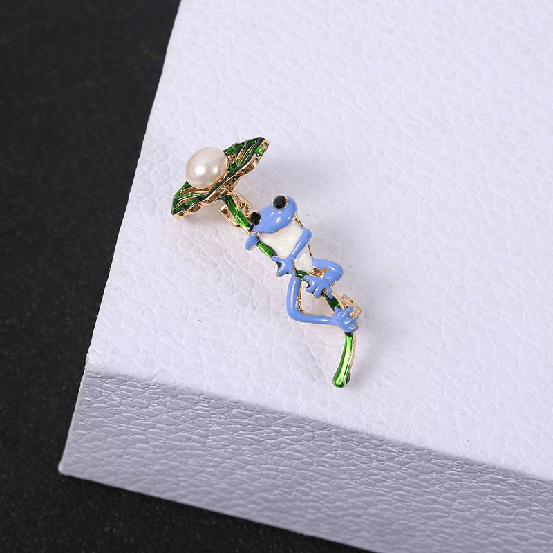 Colorful Enamel Frog Balloon Brooch Pin Unisex Jewelry