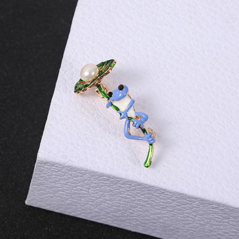 Colorful Enamel Frog Balloon Brooch Pin Unisex Jewelry