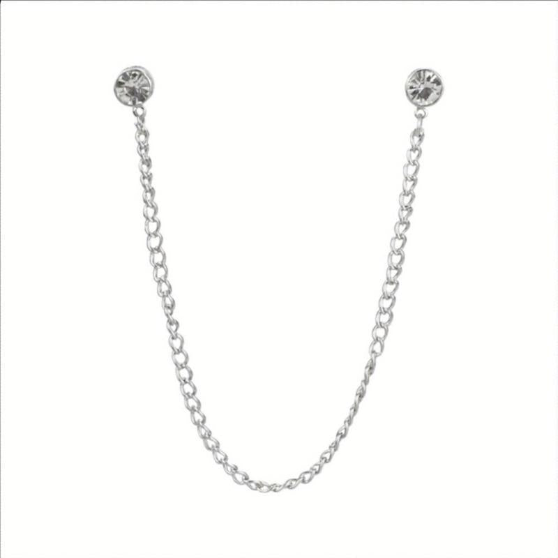 Rhinestone Chain Tassel Brooch Pin Clothing Jewelry