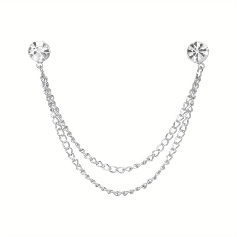 Rhinestone Chain Tassel Brooch Pin Clothing Jewelry