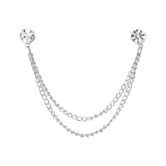 Rhinestone Chain Tassel Brooch Pin Clothing Jewelry