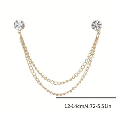 Rhinestone Chain Tassel Brooch Pin Clothing Jewelry