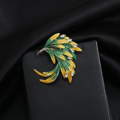 Gradient Phoenix Feather Enamel Brooch for Men