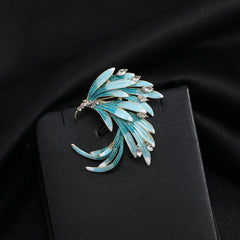 Gradient Phoenix Feather Enamel Brooch for Men