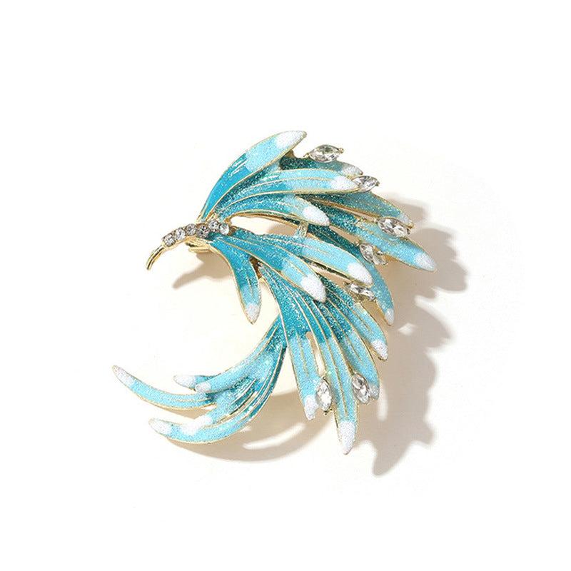 Gradient Phoenix Feather Enamel Brooch for Men
