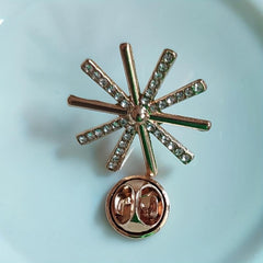 Men's Sun Flower Lapel Pin Rhinestone Collar Brooch