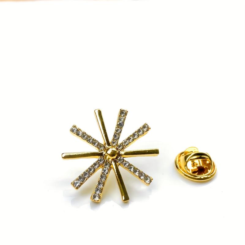 Men's Sun Flower Lapel Pin Rhinestone Collar Brooch