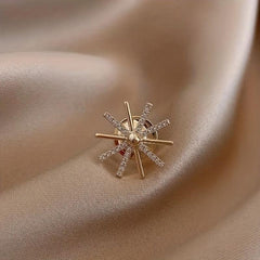 Men's Sun Flower Lapel Pin Rhinestone Collar Brooch